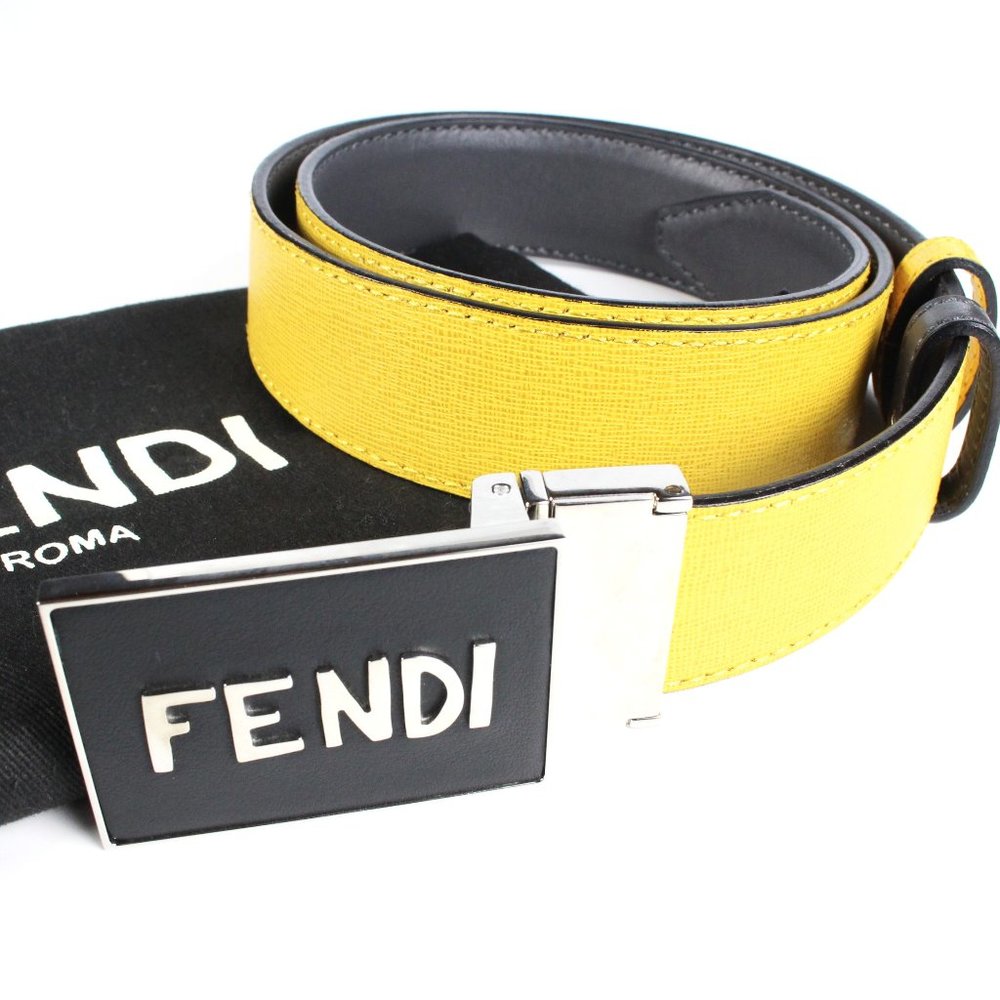 Fendi Reversable Yellow Leather Belt - Picture 3 of 10